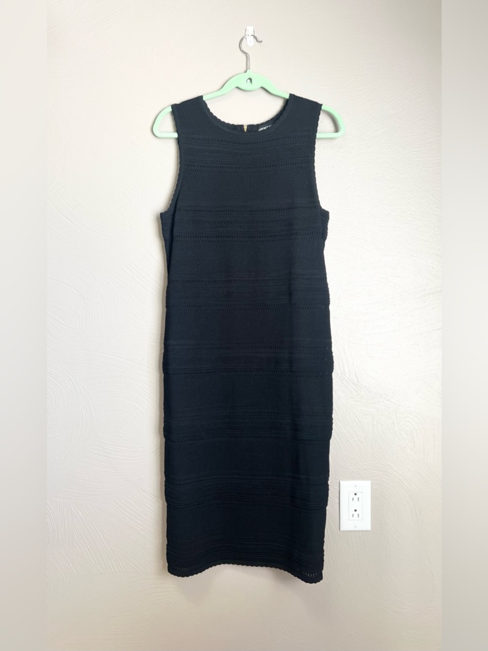 Whitney Port Black Pointelle Column Knit Dress